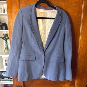 Banana Republic Blue Blazer with Notched Lapel and Textured Fabric